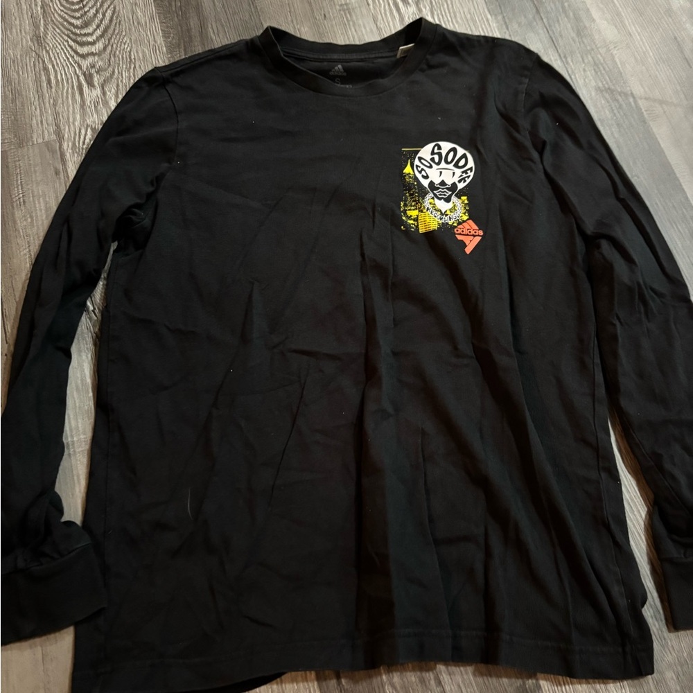 Adidas Black Tee with Yellow and Red Graphic